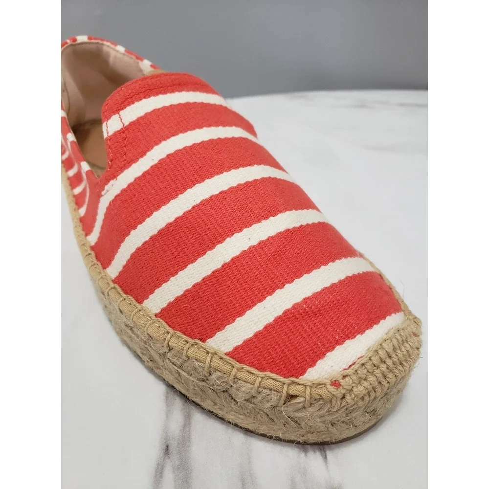 NEW Soludos Smoking Slipper Espadrille Slip-on Women's 9.5 CORAL STRIPED SHOES